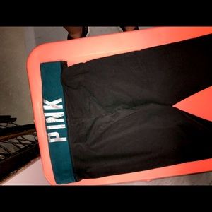 Pink womens black and teal yoga pants size large
